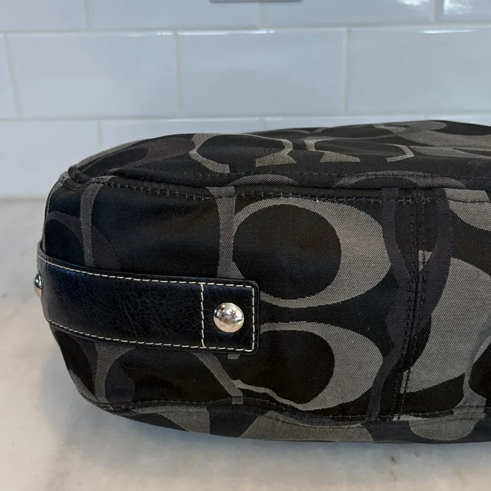Coach Bag Purse Handbag Y2K Pocketbook Zoe Black and Gray Signature Tote